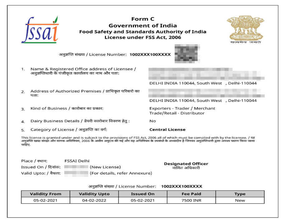 Fssai Central License